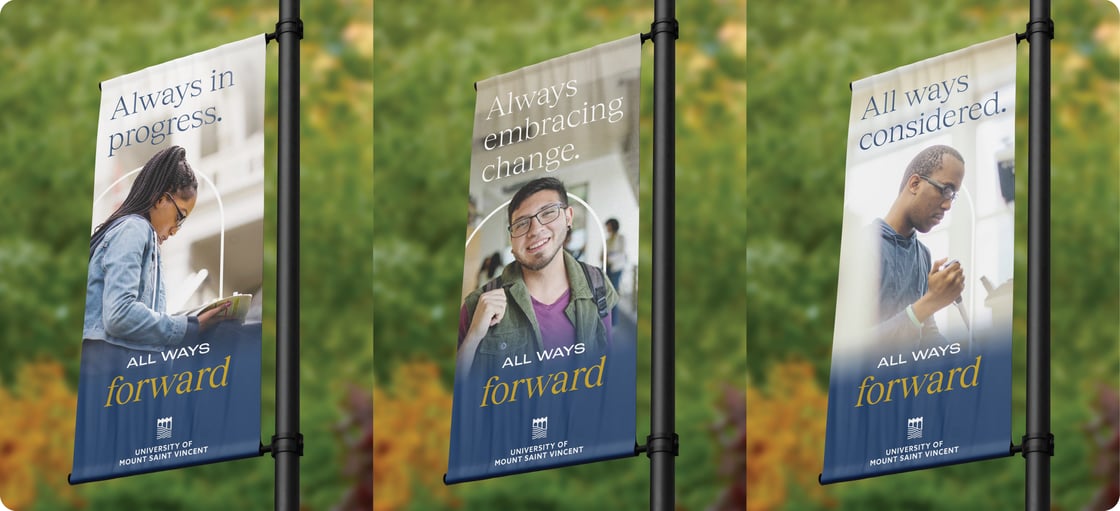 UMSV banners hanging on campus